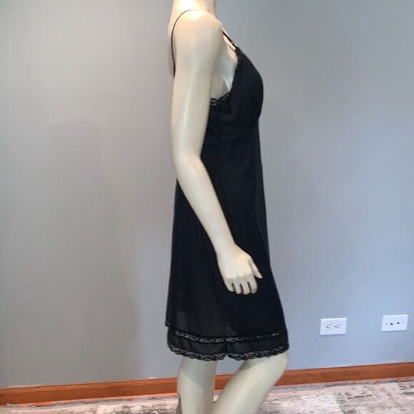 Vintage Slip Dress Black Lace Lingerie Sliperfection Nylon Tricot Antron III - Picture 5 of 11